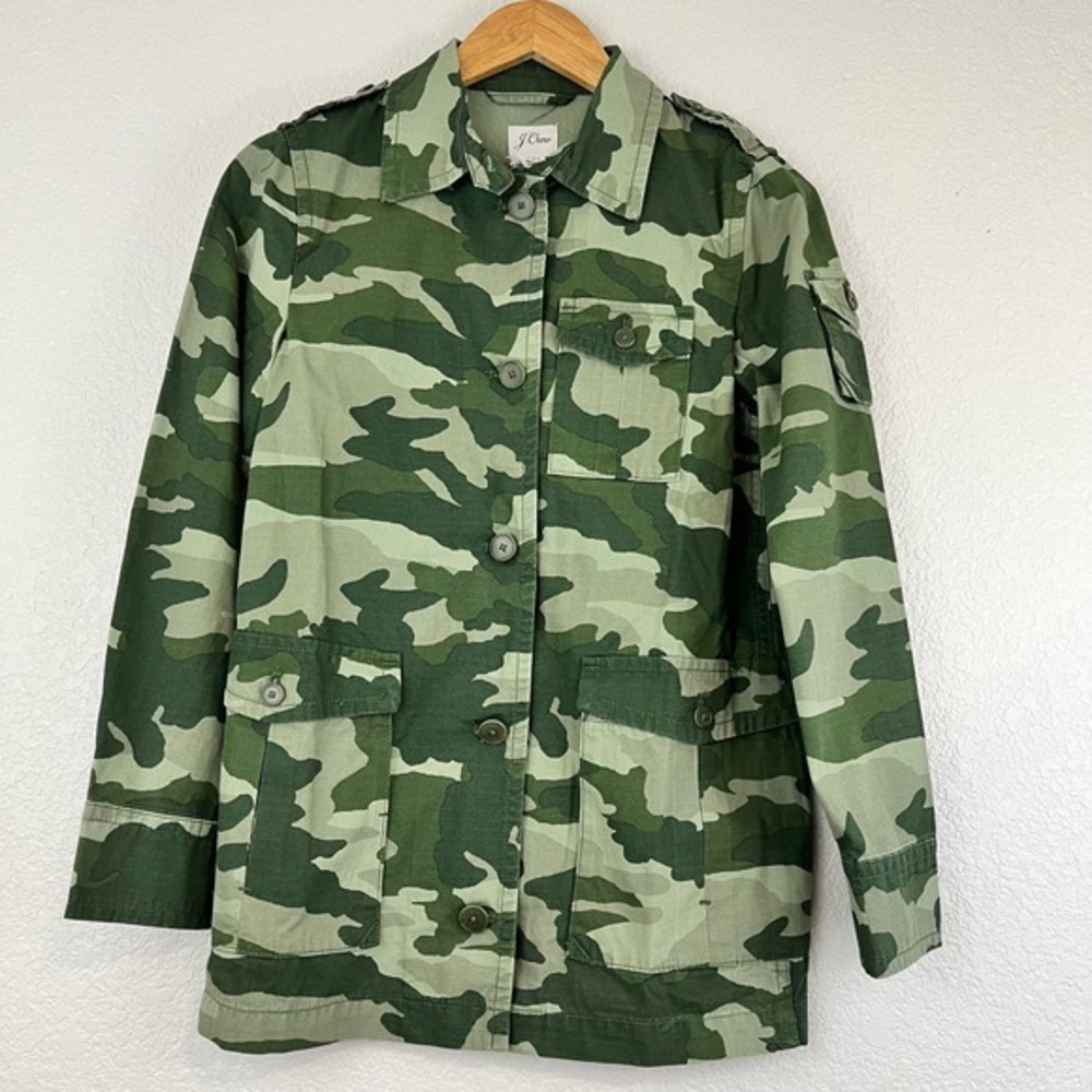 J Crew Shacket Womens XXS Camo Trench Utility 100% Cotton It Girl NWT